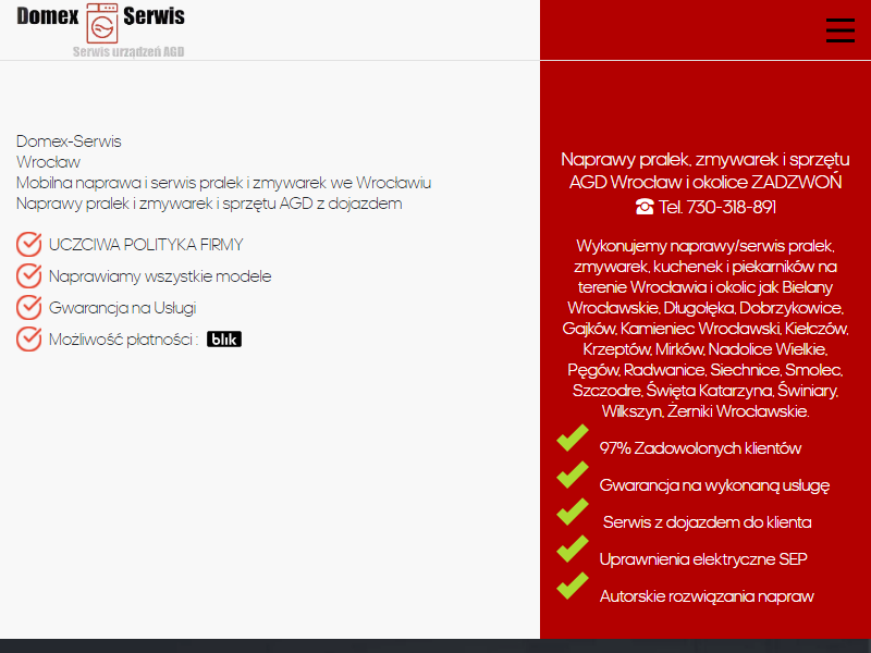 Domex-Serwis Naprawa Serwis Pralek Zmywarek Wrocław